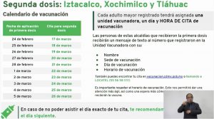 Anuncian 2da dosis de vacunación en Iztacalco, Tláhuac y Xochimilco