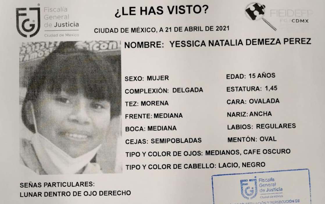 Activan Alerta Amber para encontrar a Yessica Natalia Demeza Pérez