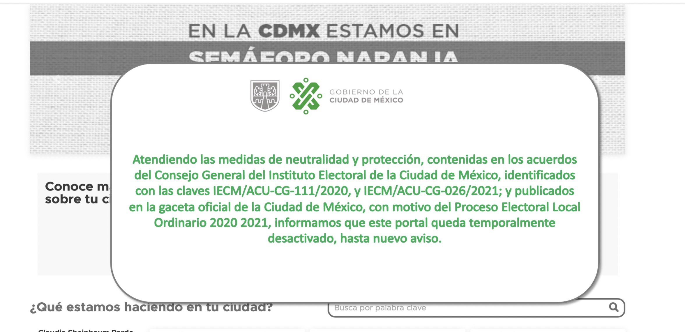 Por elecciones, desactivan temporalmente portales de CDMX