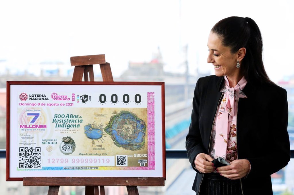 Devela Claudia Sheinbaum billete de Lotería Nacional