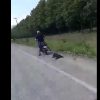 Motociclista arrastra a perrito en Tacotalpa