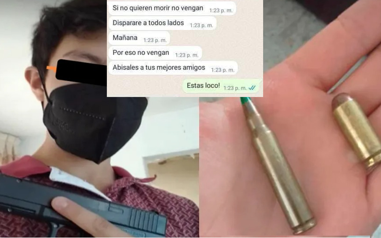 Mediante WhatsApp el joven realizó la advertencia de que haría un tiroteo en la escuela.